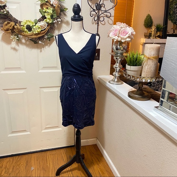 AX Paris Women Chiffon & Sequin V-Neck Mini Dress - Picture 6 of 16